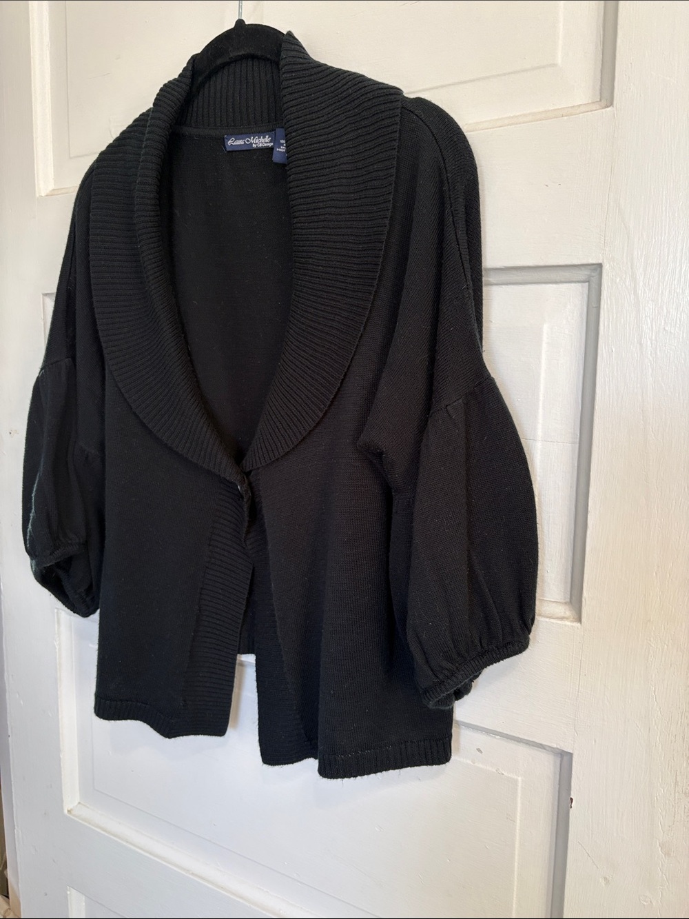 Laura Michelle - Black Shawl Collar Balloon sleeve XL